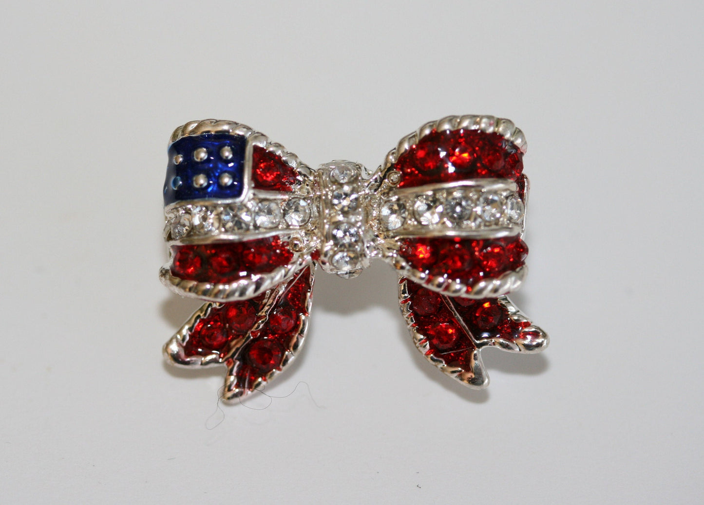 Patriotic Bow Stars And Stripes Brooch Pin Patriotic Flag Stars & Stripes Bow Vintage Figural Pin Brooch