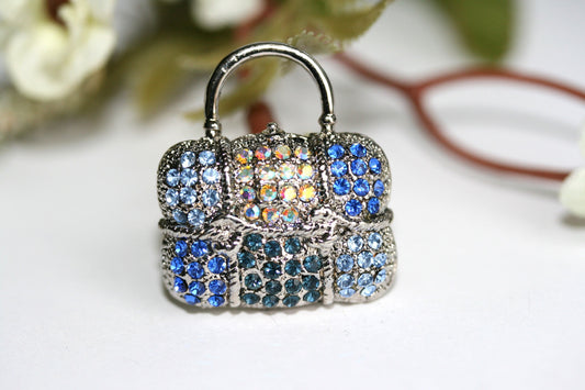 Rhinestone Jeweled PURSE Handbag Brooch Pin Vintage Style Handbag Brooch