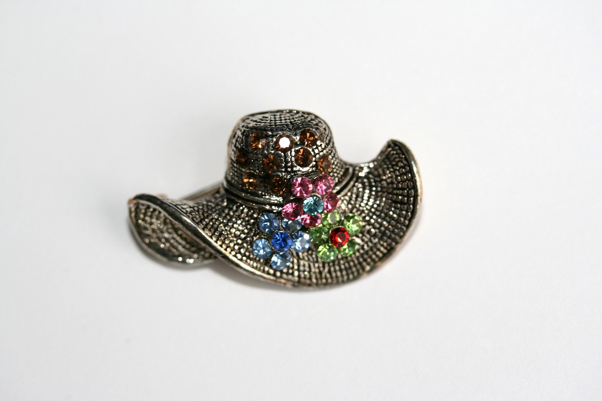 Elegant Sparkly Vintage Rhinestone Hat Brooch Pin Antique Silver Hat Brooch Pin