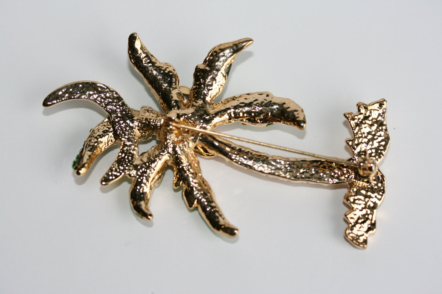 Rhinestone Palm Tree Pave Brooch Pin Tropical Beach Palm Tree Pin Brooch Lime Green Brown Rhinestone Jewelry