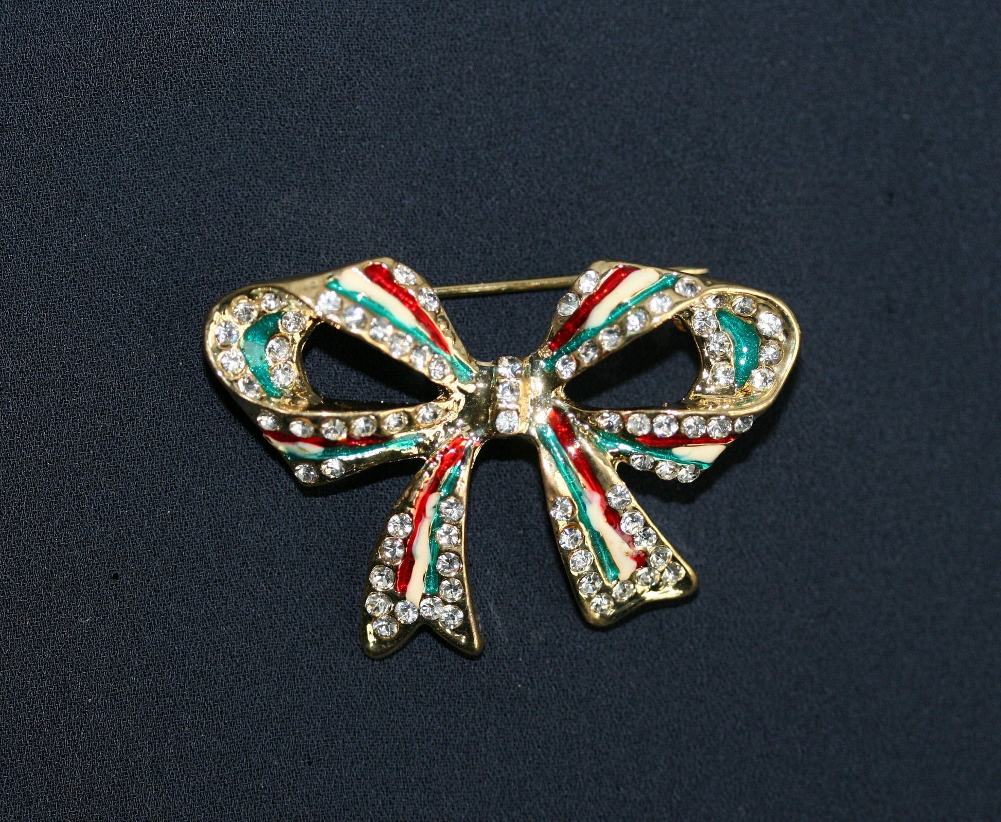 Rhinestone Large Bow Pin Bow Tie Brooch Crystal Christmas Bow Brooch Pin Ribbon Brooch