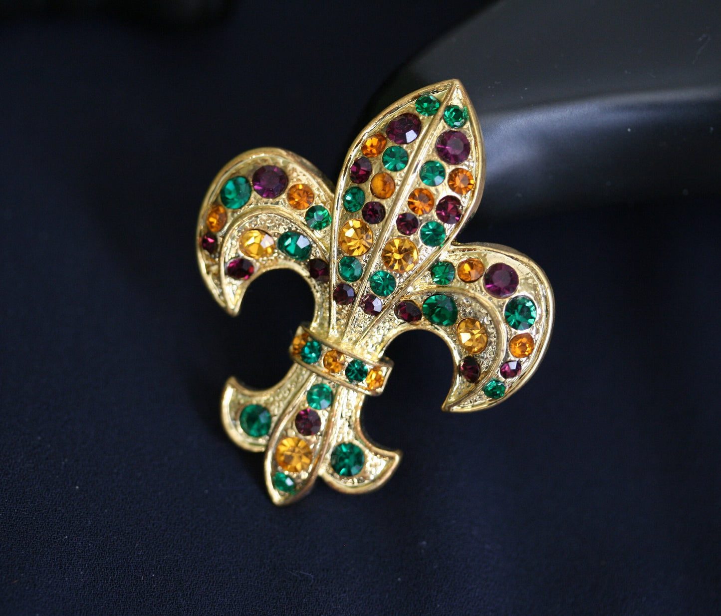 Mardi Gras French Fleur De Lis Flower Floral Pin Brooch, Fleur De Lis Brooch Jewelry Gift for Her