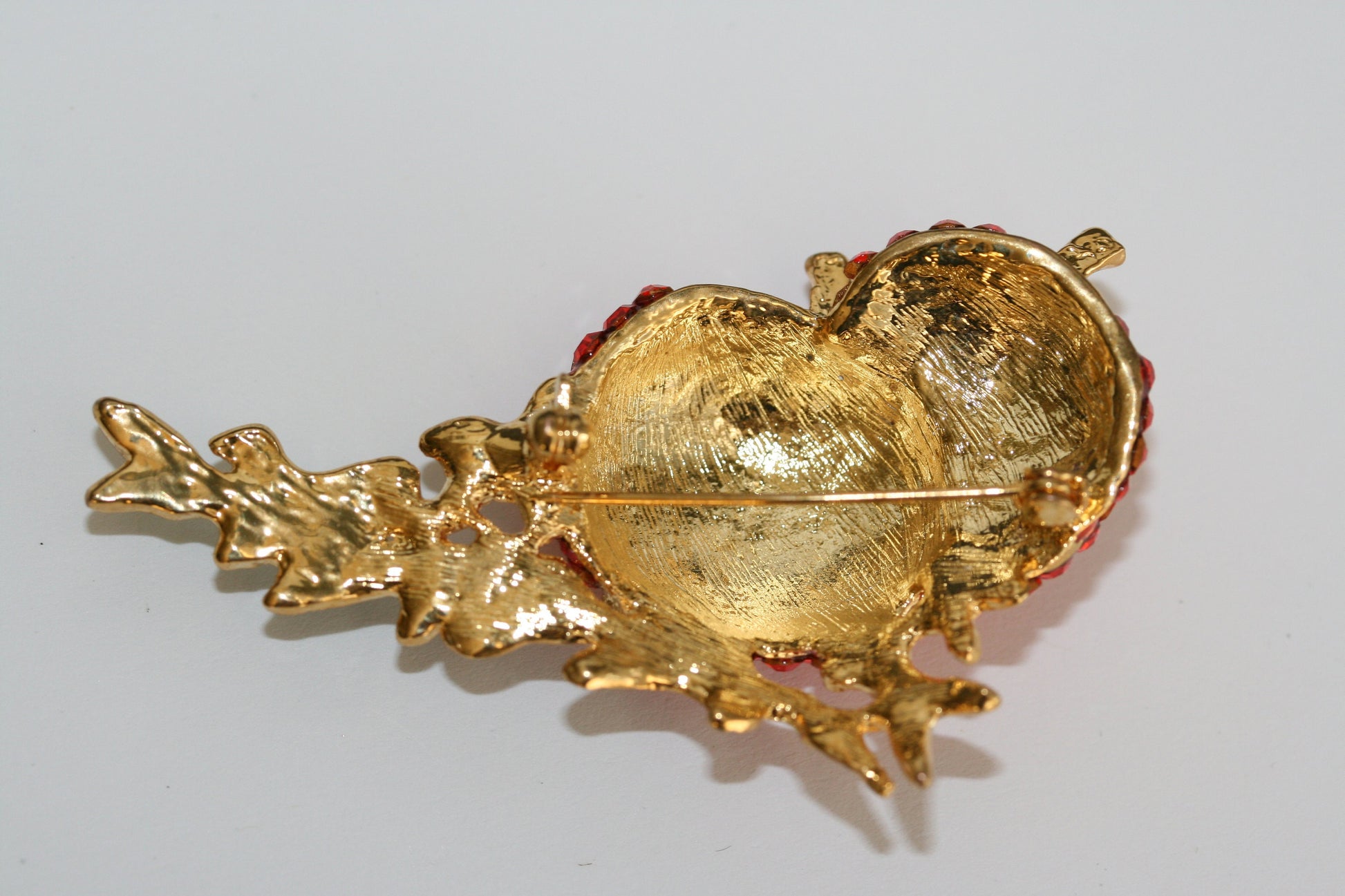 Gold Tone PUMPKIN Pin Brooch Rhinestone Autumn Fall Thanksgiving Jewelry