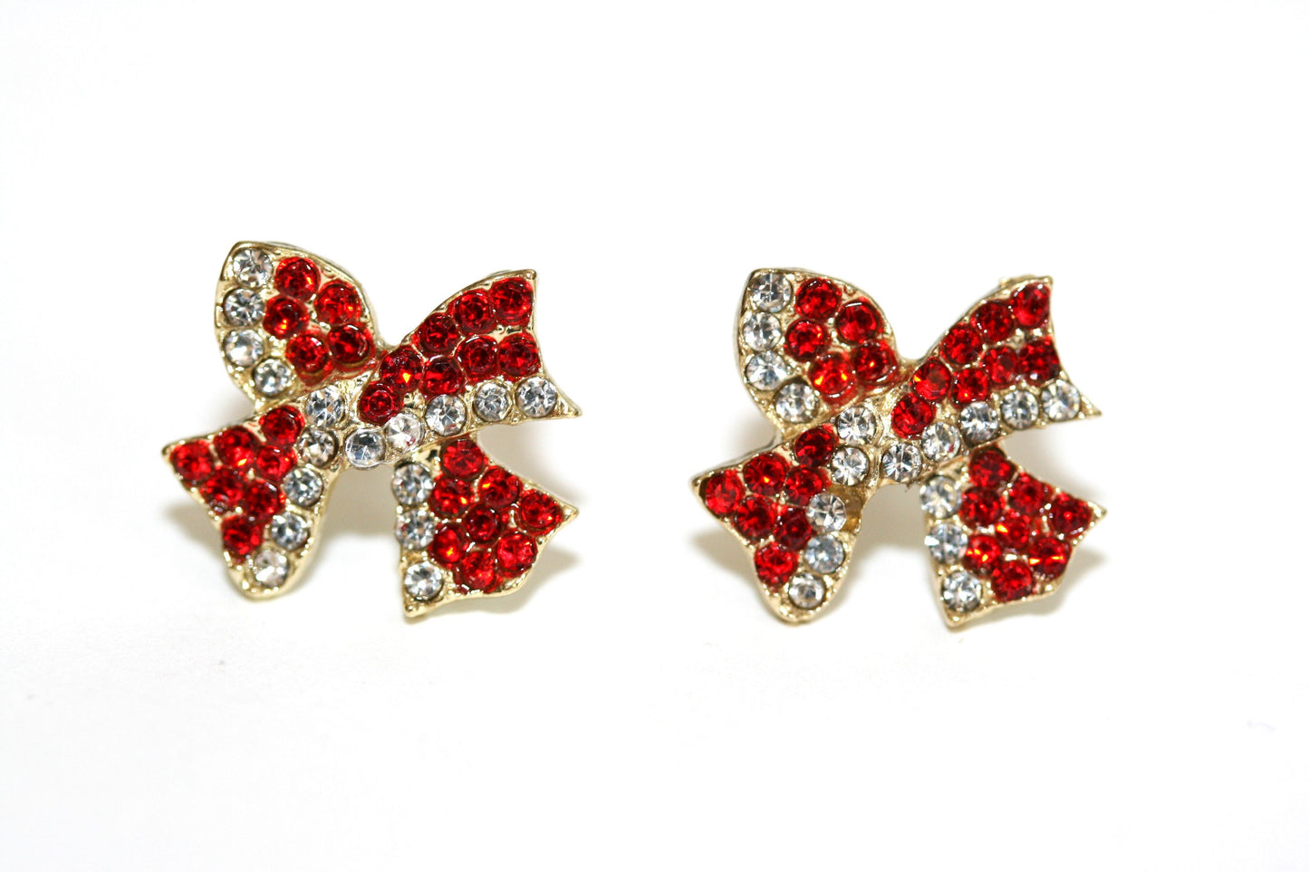 Crystal Bow Shape Stud Earrings for Women Bow Christmas Stud Earrings