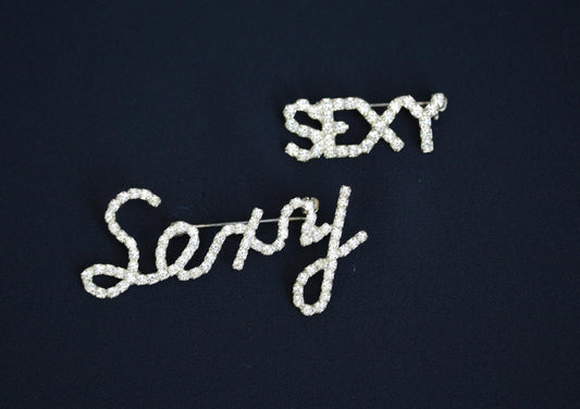 Rhinestone Silver Filled Letter "SEXY" Brooch "SEXY" Word Pin