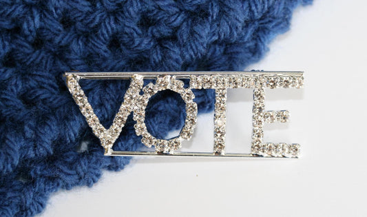 VOTE Rhinestone Brooch Word "VOTE" Pin