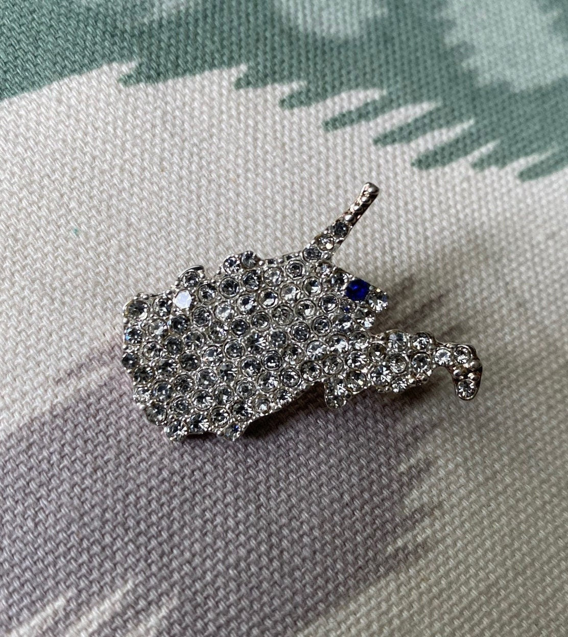Rhinestone West Virginia State Pin Brooch, WV State West Virginia State Jewelry, State Shaped Pin