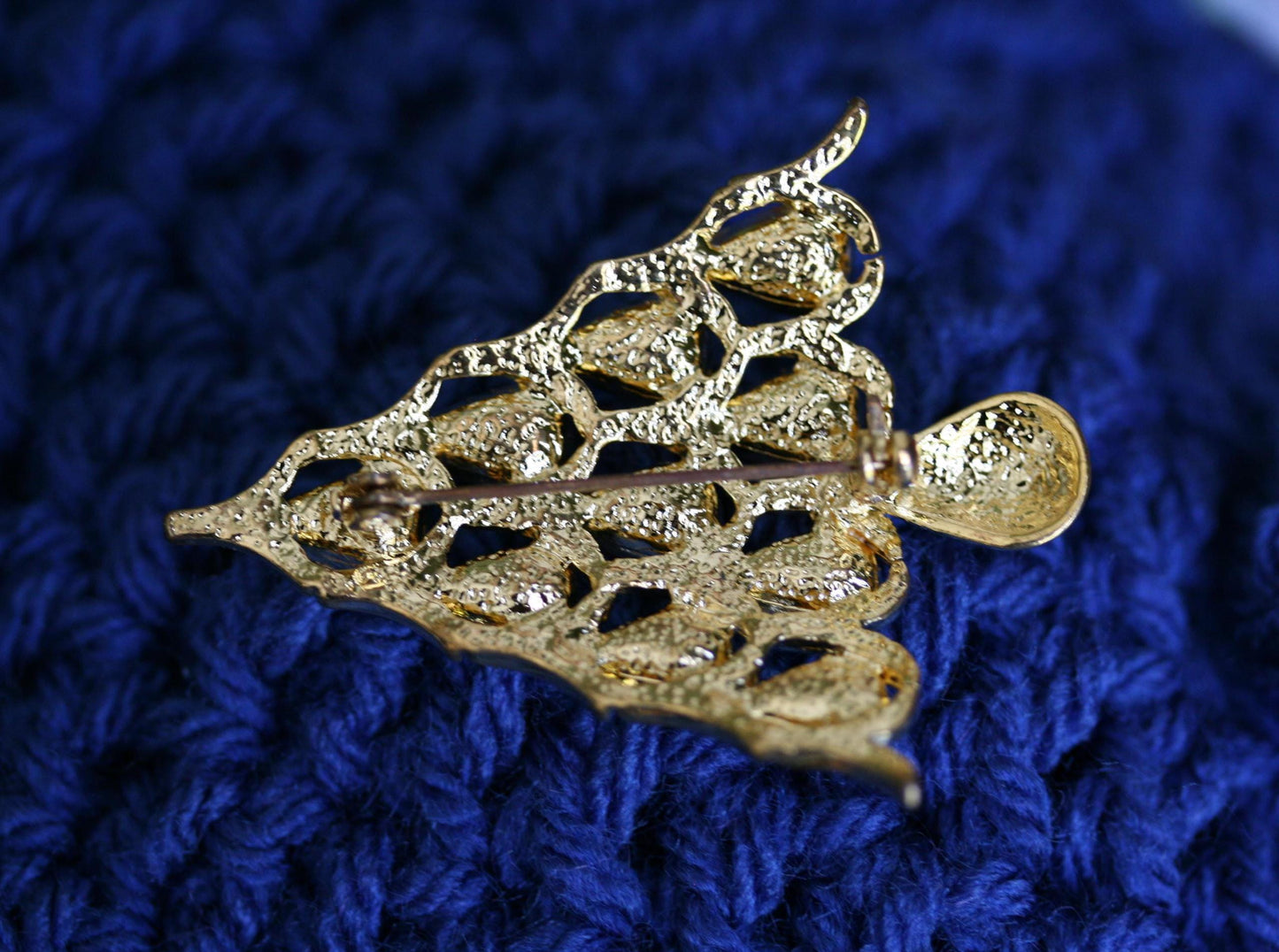 Napier Teardrop Shape Clear Rhinestone Shiny Gold Plated Christmas Tree Brooch Christmas Tree Pin