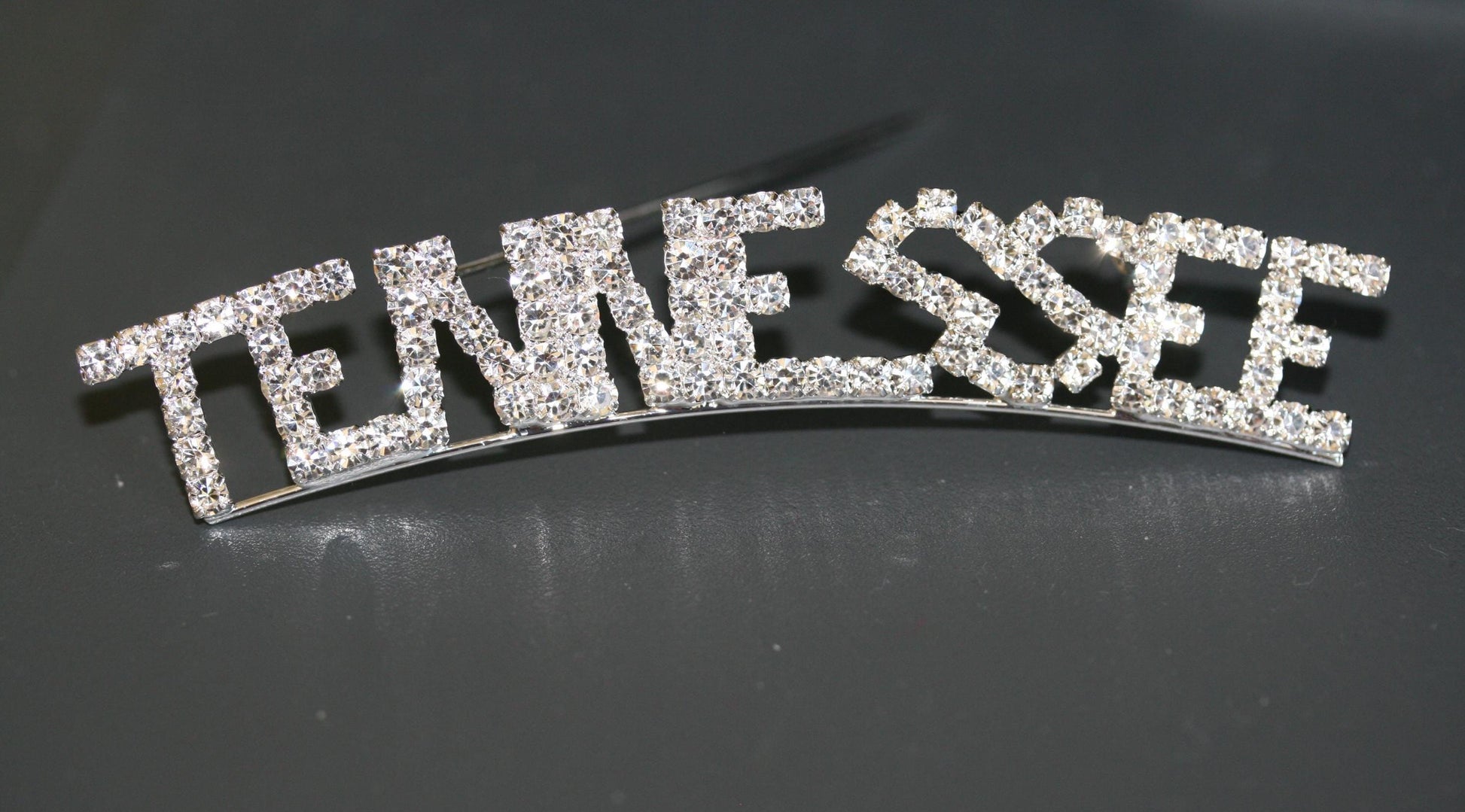 Word TENNESSEE Letter Pin Rhinestone Silver Plated State of TENNESSEE Brooch