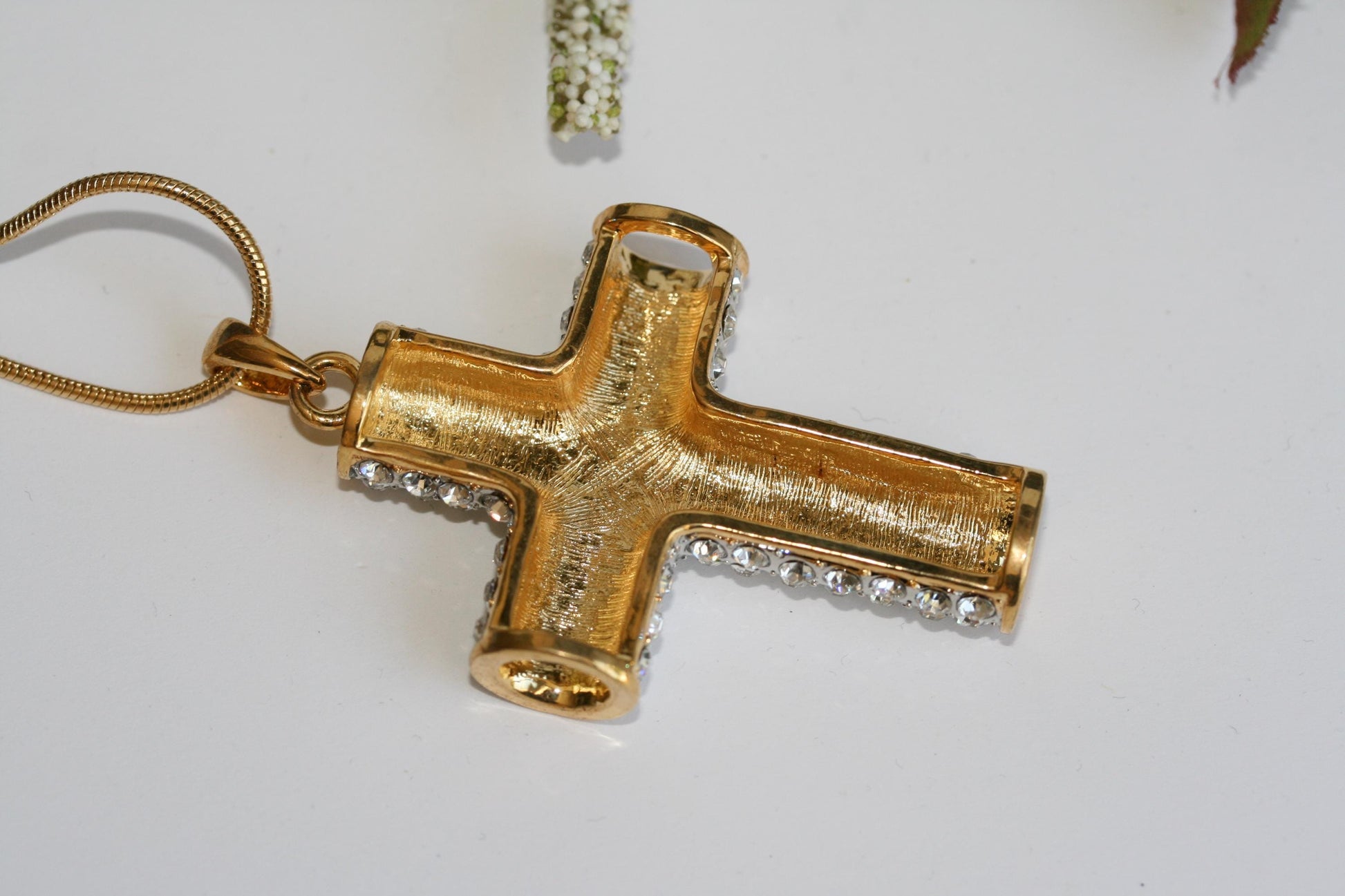 Rhinestone CZ Cross Pendant With Necklace