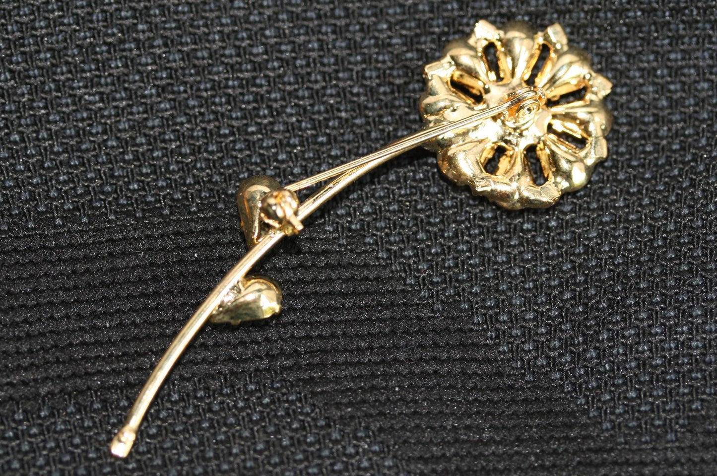 Vintage Estate Flower Brooch Pink Rhinestones Figural Pin Floral Flower Daisy Brooch