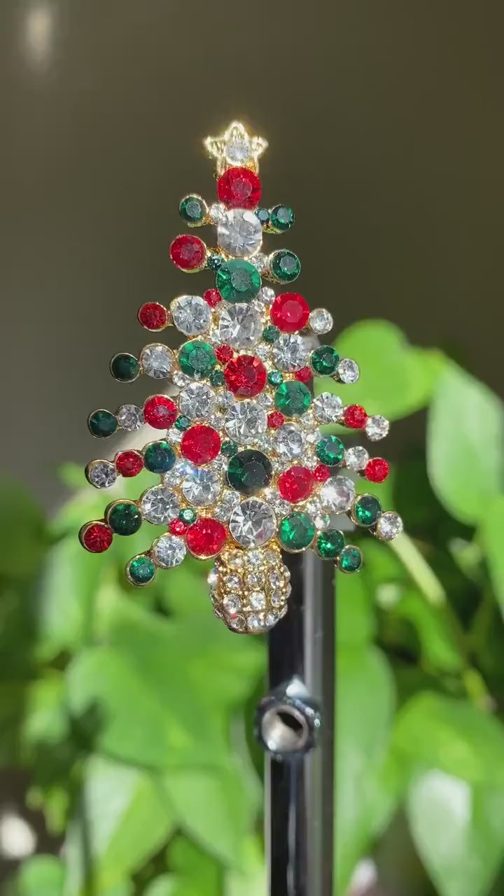 Rhinestone Embellished Holiday Galore CHRISTMAS Tree Brooch, Multi-colors Xmas Holiday Jewelry Gift