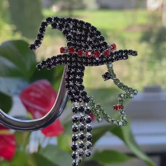 Prong Set Rhinestone Witch Western Wicked Wizard Halloween Pin Brooch, Halloween Witch Jewelry Gift