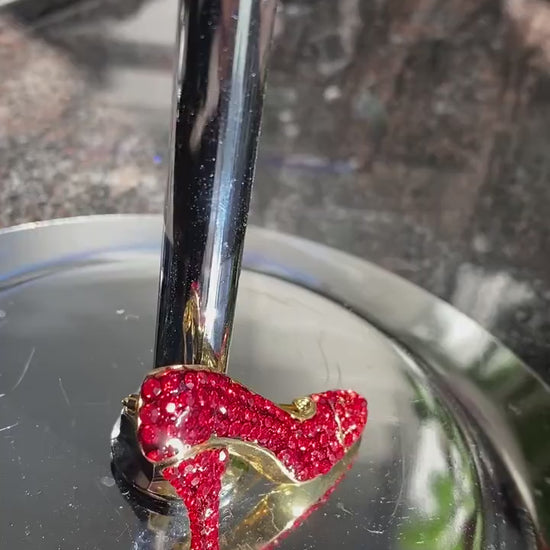 Vintage Ruby Red Crystal Rhinestone High Heel Shoe Fashion Pin Brooch