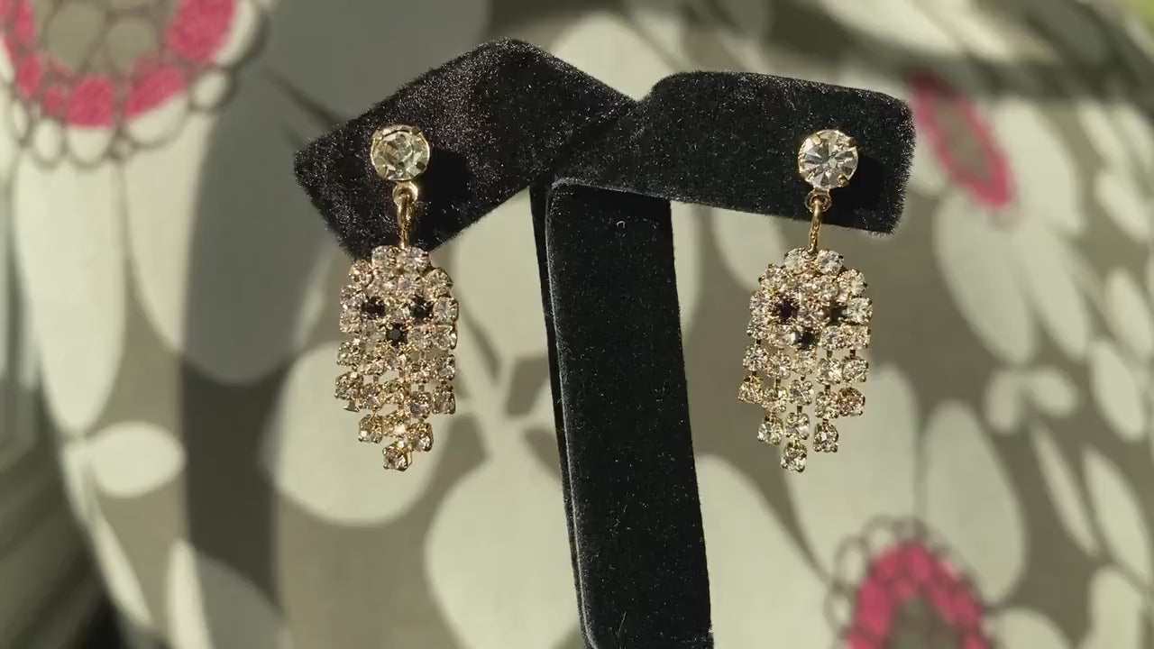 Halloween Earrings Halloween Jewelry Gifts Rhinestone Ghost Dangle Earrings for Party Jewelry Accessories