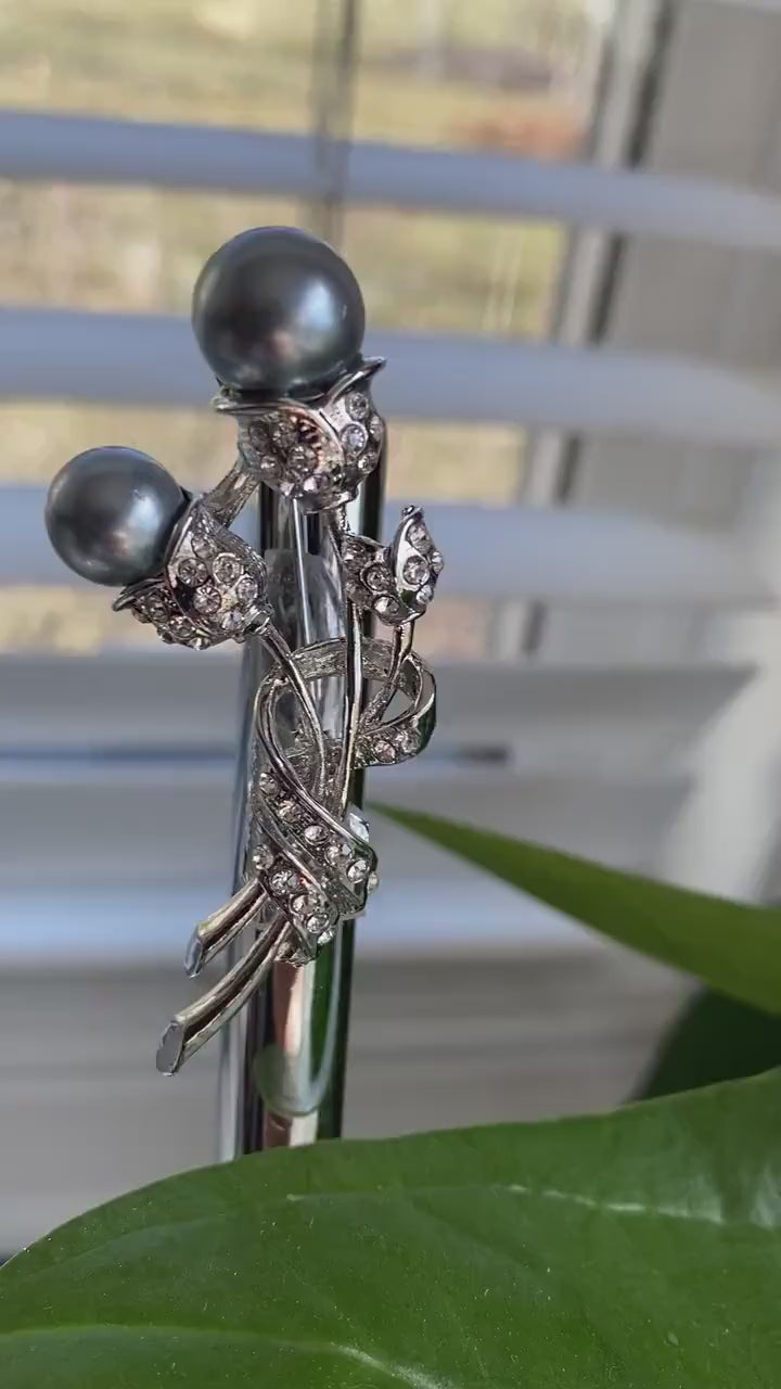 Faux Pearl Flower Rhinestone Brooch Flower Pin Valentine's Day Jewelry Gift, Embellishment Fashion Accessories