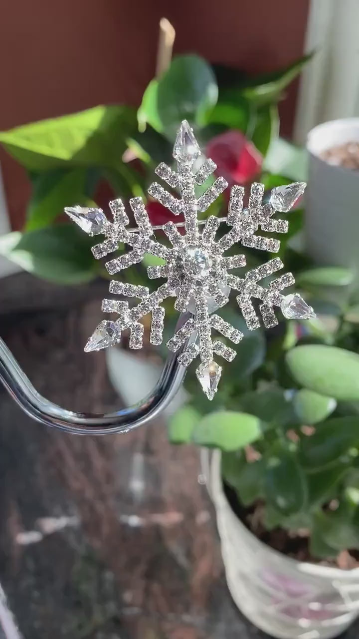 Crystal Winter Snowflake Flower Clear Rhinestone Elegant Christmas  Brooch Pin and Pendant, Christmas Holiday Gift Jewelry