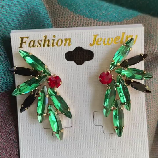 Rhinestone Cluster Stud Bridal Earrings, Christmas  Earrings, Woman Earring , Xmas Earring, Holiday Earring Gift