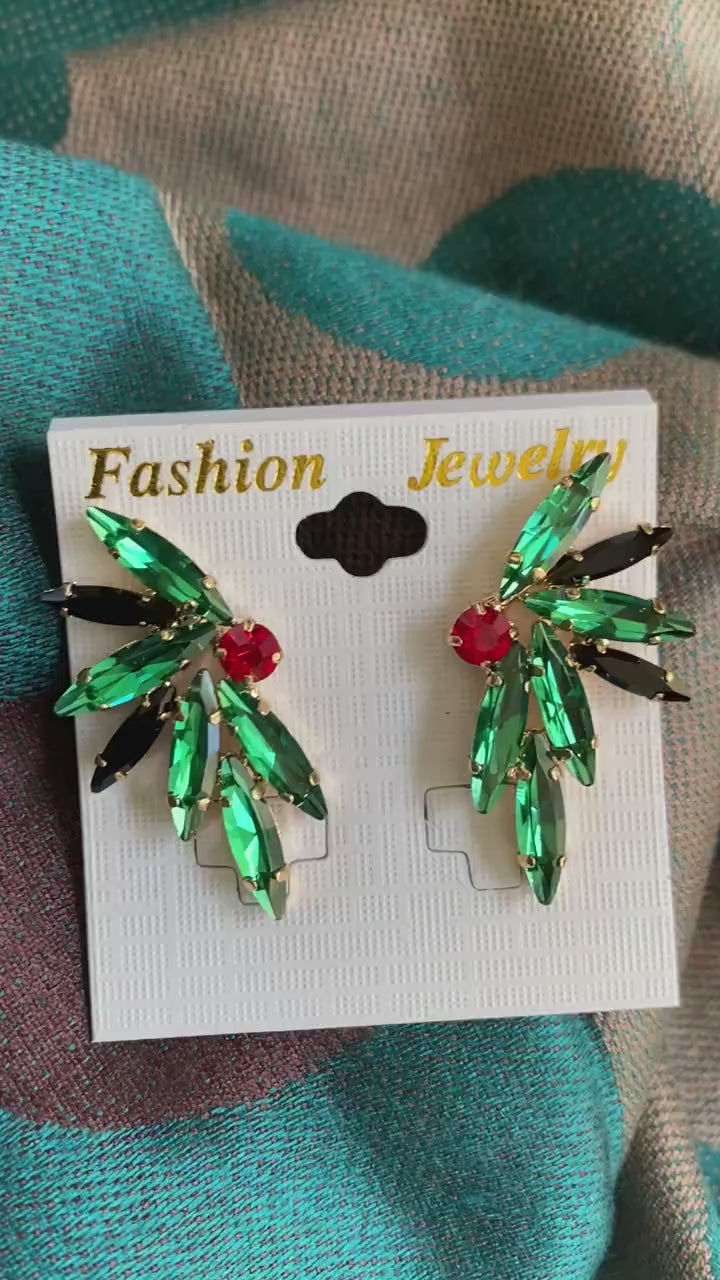 Rhinestone Cluster Stud Bridal Earrings, Christmas  Earrings, Woman Earring , Xmas Earring, Holiday Earring Gift