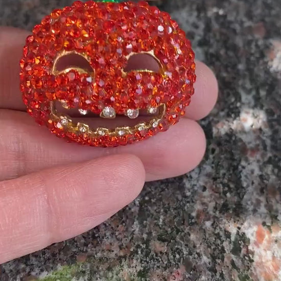 Halloween Brooch Orange Rhinestone Pumpkin Shape Festive Brooches Pin, Halloween Pumpkin Fashion Jewelry