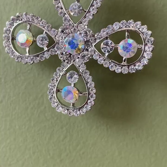 Cross Pendant With aurora aurora  Gemstones AB Rainbow Crystal Cross  Pendant Women's Necklace
