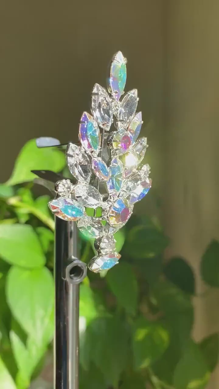Vintage Eisenberg Ice Design Aurora Borealis Rhinestone Christmas Tree Brooch Pin, Xmas Holiday Jewelry Gift Collection