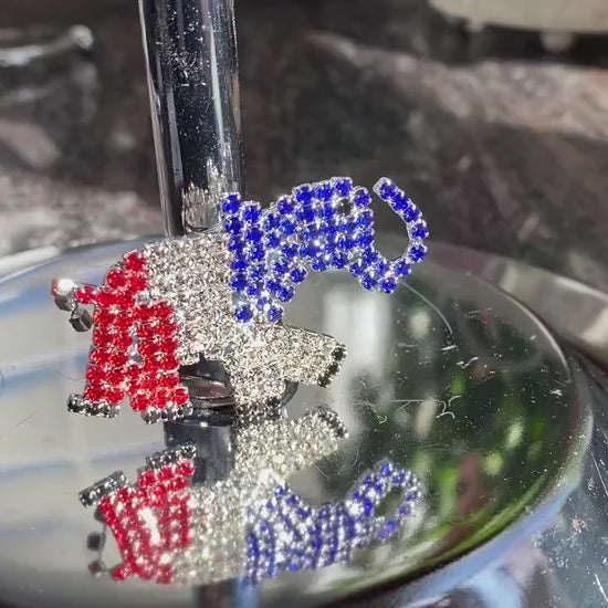 Patriotic Red White and Blue Rhinestone Republican Elephant Brooch Pin, GOP elephant Brooch, 4th of July Patriotic Jewelry