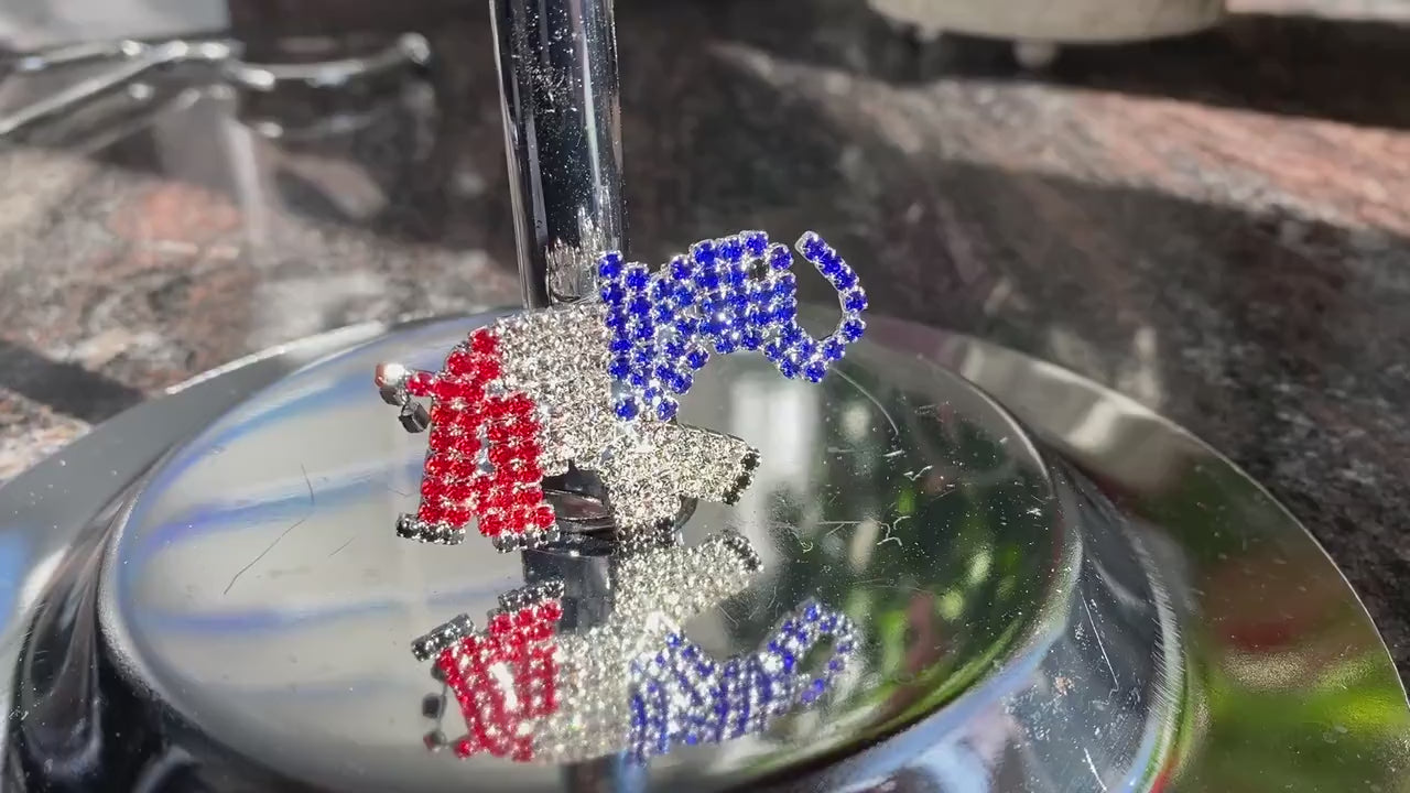 Patriotic Red White and Blue Rhinestone Republican Elephant Brooch Pin, GOP elephant Brooch, 4th of July Patriotic Jewelry