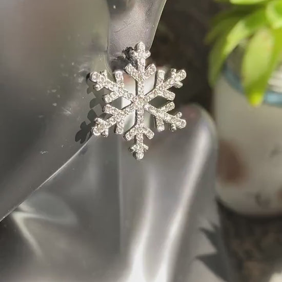 Rhinestone Snowflake Post Stud Earring, Crystal Christmas Holiday Jewelry, Winter Snowflake Earring