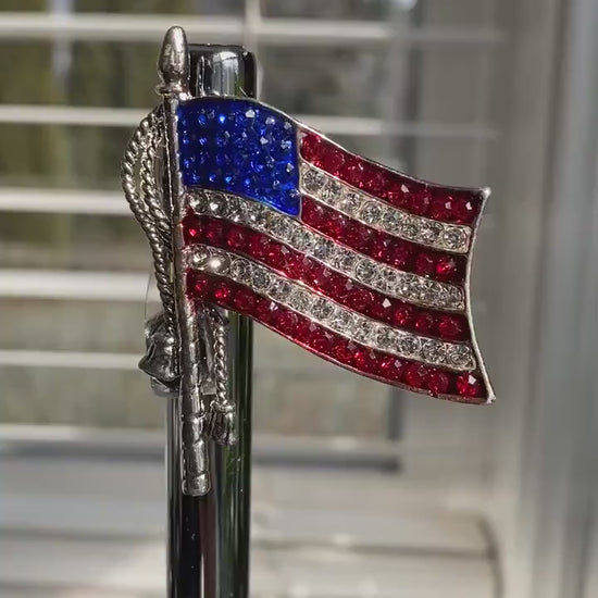 USA Flag Pin, Patriotic USA Flag Rhinestone Brooch Pin Flag Pendant, 4th July Independence US Flag Jewelry Gift