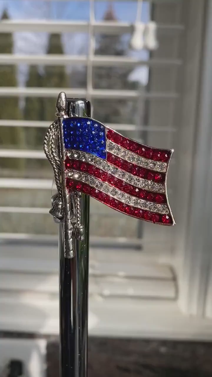 USA Flag Pin, Patriotic USA Flag Rhinestone Brooch Pin Flag Pendant, 4th July Independence US Flag Jewelry Gift