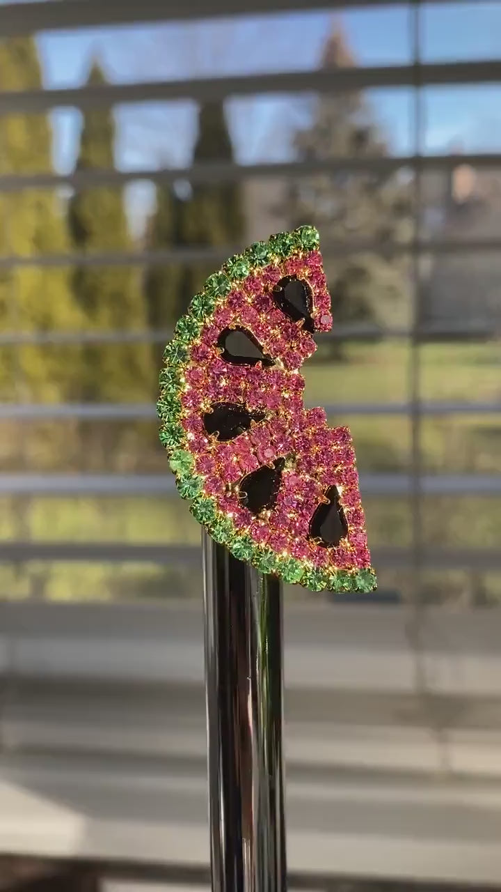 Rhinestone Watermelon Fruit Prong Set  Brooch Pin, Summer Watermelon Festival  Brooch Pin