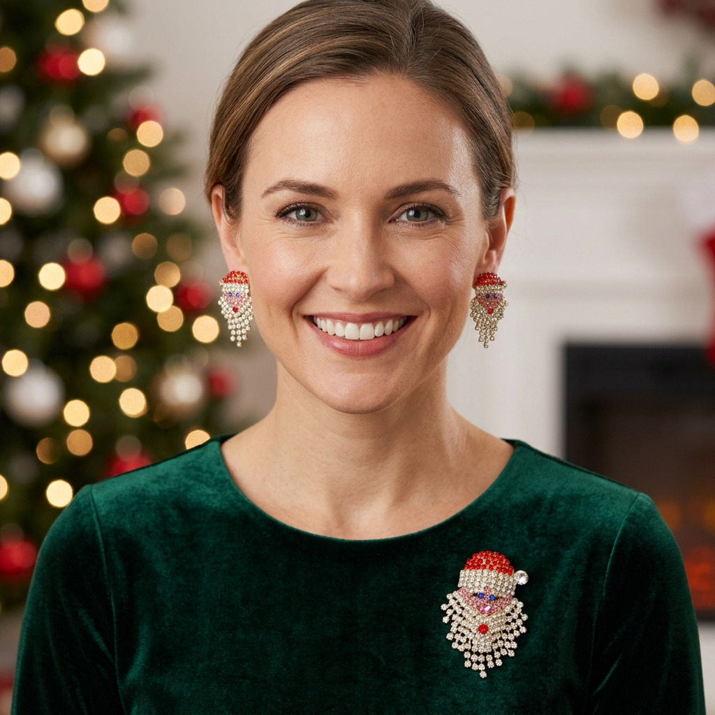 Santa jewelry model-worn image